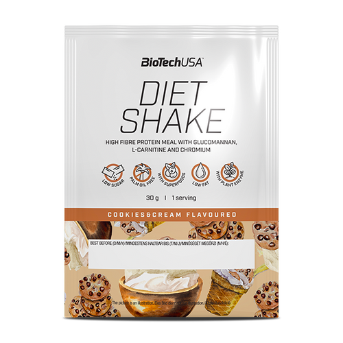 Diet Shake se perfektně hodí do nízkokalorické diety, protože s vodou obsahuje maximálně 110 kcal na porci (záleží na chuti).