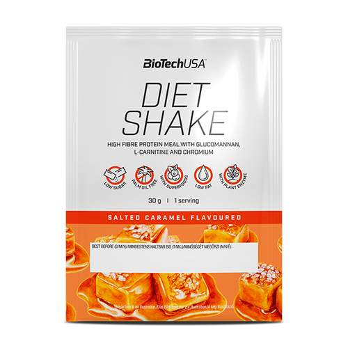 Diet Shake se perfektně hodí do nízkokalorické diety, protože s vodou obsahuje maximálně 110 kcal na porci (záleží na chuti).