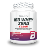 BioTechUSA Iso Whey Zero Clear je ochucený nápoj v prášku se syrovátkovým izolátem bez laktózy, bez lepku a bez cukru.