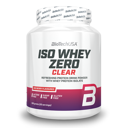 BioTechUSA Iso Whey Zero Clear je ochucený nápoj v prášku se syrovátkovým izolátem bez laktózy, bez lepku a bez cukru.