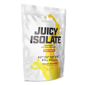 Juicy Isolate od výrobce BioTechUSA je ochucený proteinový nápoj v prášku s dietní vlákninou a vitaminem C, který neobsahuje cukry, tuk, laktózu ani lepek.