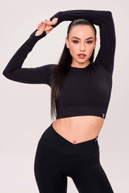 SEAMLESS LONG-SLEEVE CROP Dámský top s dlouhým rukávem